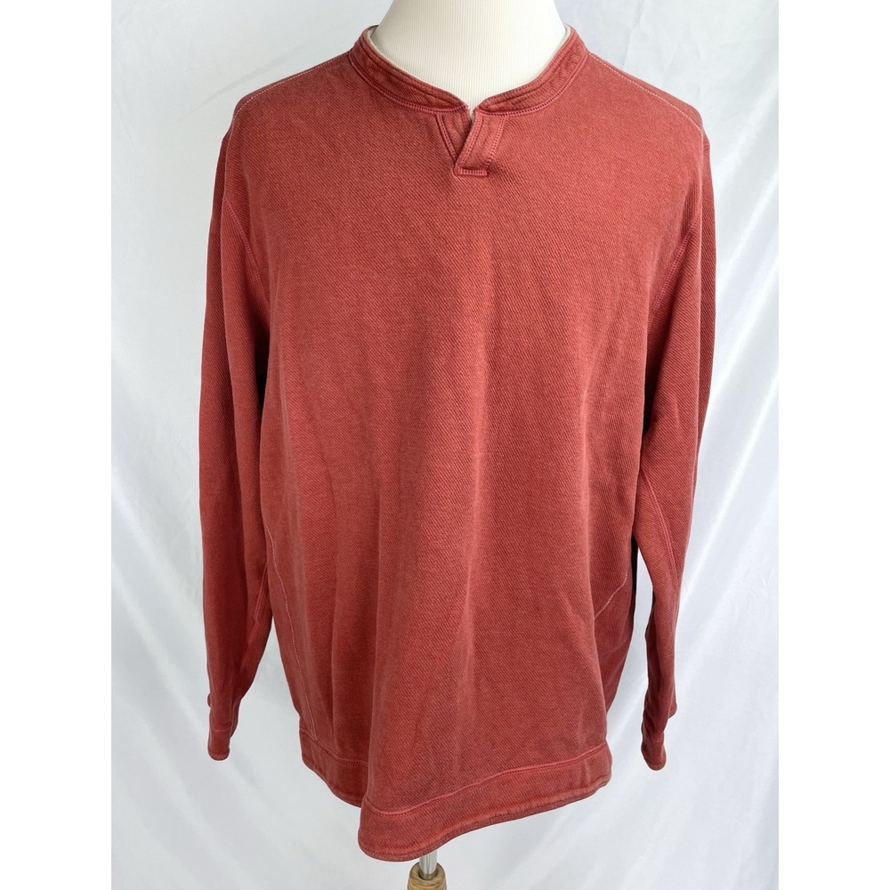Tommy Bahama Sweatshirt Men XXL Reversible Orange Tan Pullover Long Sleeve